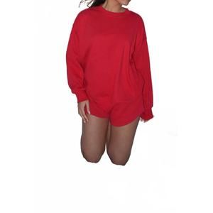 NEW RAE MODE french terry pullover in true red